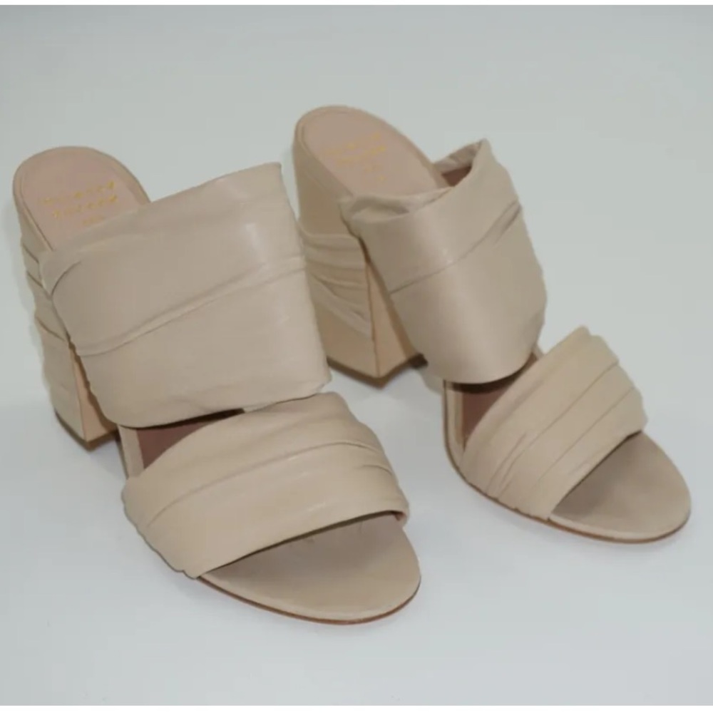 Laurence Dacade Rona Ruched Leather Slide Sandal Size: 12 42 Women's Mules Beige
